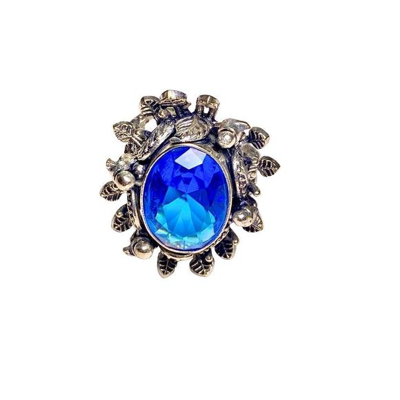 Blue Topaz Gemstone in an Exceptional Handcrafted 925 Stamped Silver Ring (7.5) - Picture 8 of 8